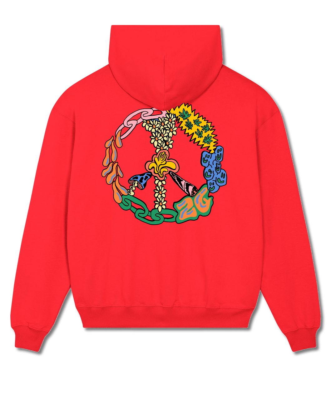 PEACE HOODIE RED (OVERSIZED FIT)