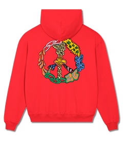 PEACE HOODIE RED (OVERSIZED FIT)